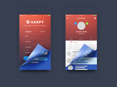 Harpy Wireframe / Screen Presentation