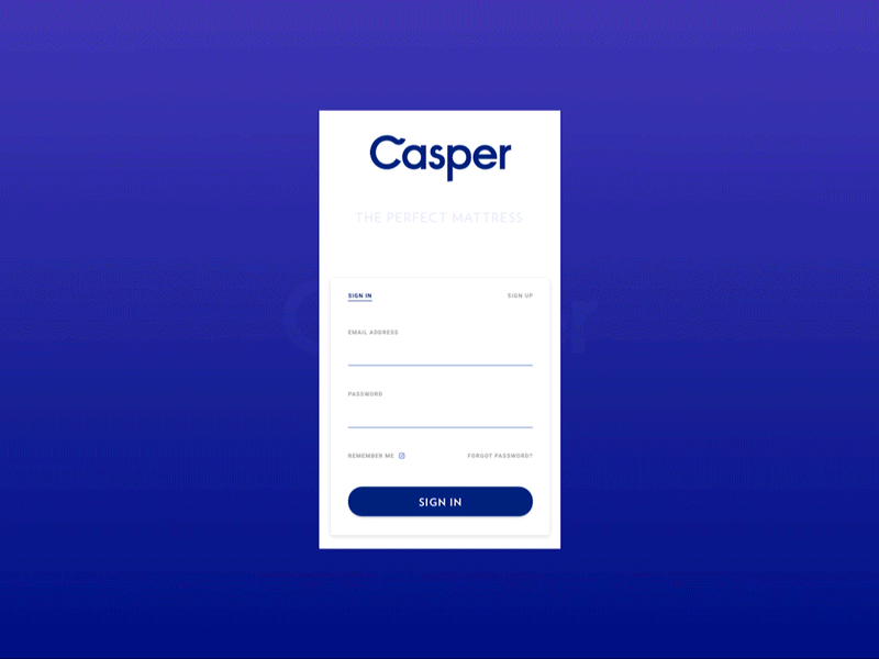 Daily UI / Day 001 100 days casper log in ui