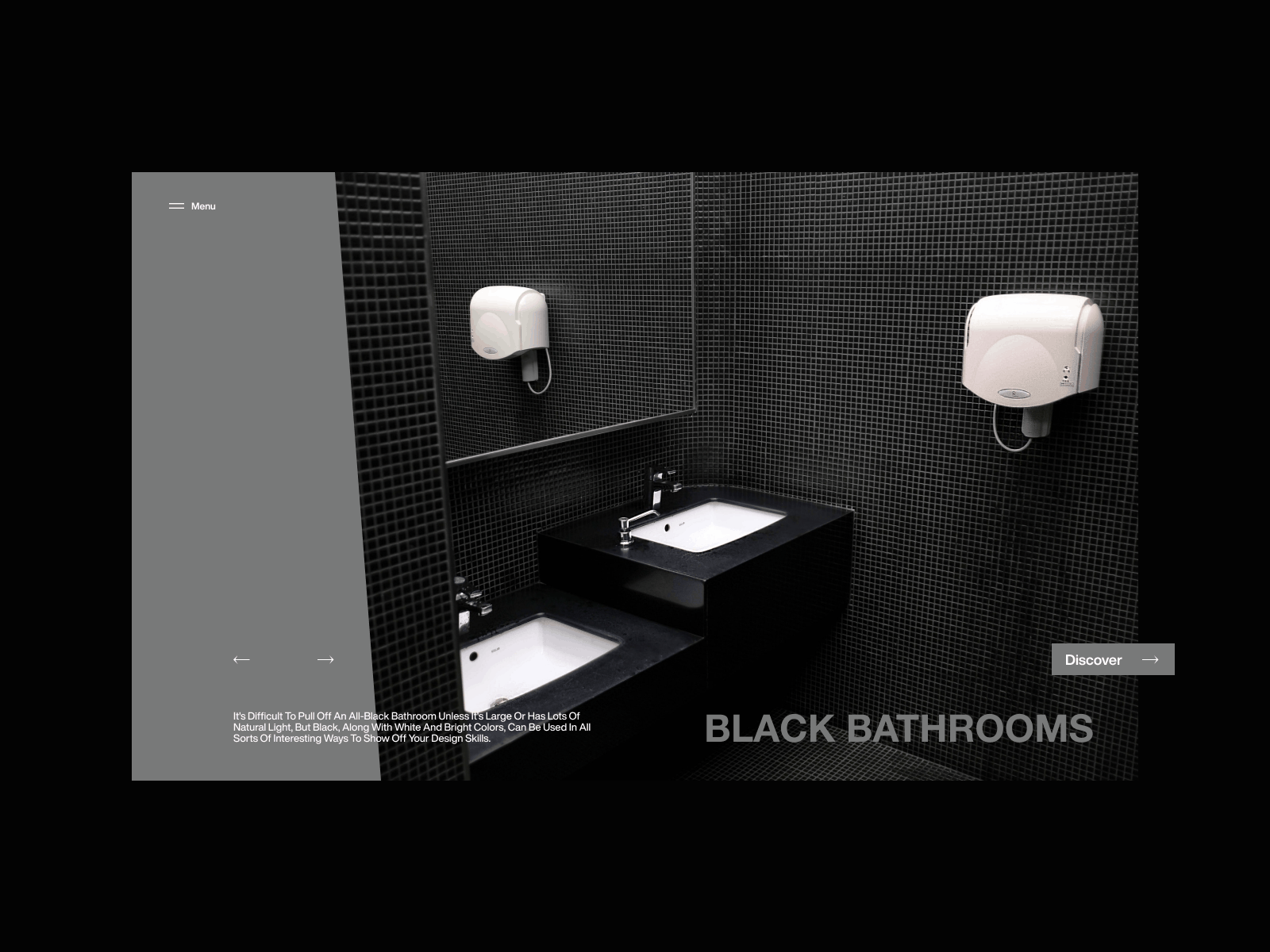 Black Bathrooms bathroom design ecommerce header layout minimal minimalist modern photography typography