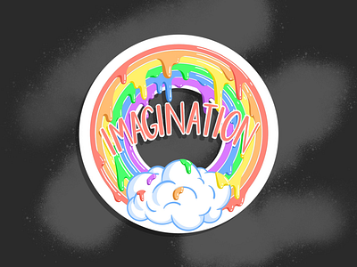 Rainbow Imagination Sticker cloud drip dripping melt melting procreate rainbow sticker