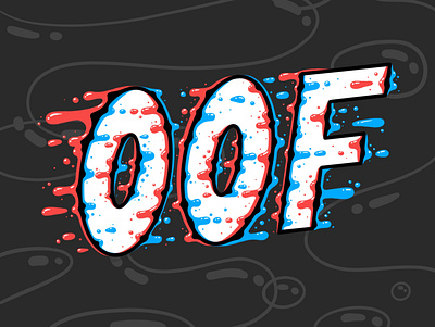 Dripping Glitch Oof Sticker blue design draw drawing drip dripping icon illustration procreate red sketch sticker typography