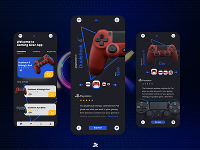 PLAY STATION 4 CONTROLLER UIUX APP PAGE. BLACK THEME