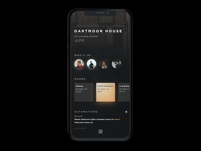 Home App app automation dark dark app dashboard design gradient design hass home app home assistant home automation hue ios iphone mobile philips hue smart home smart lighting ui ux
