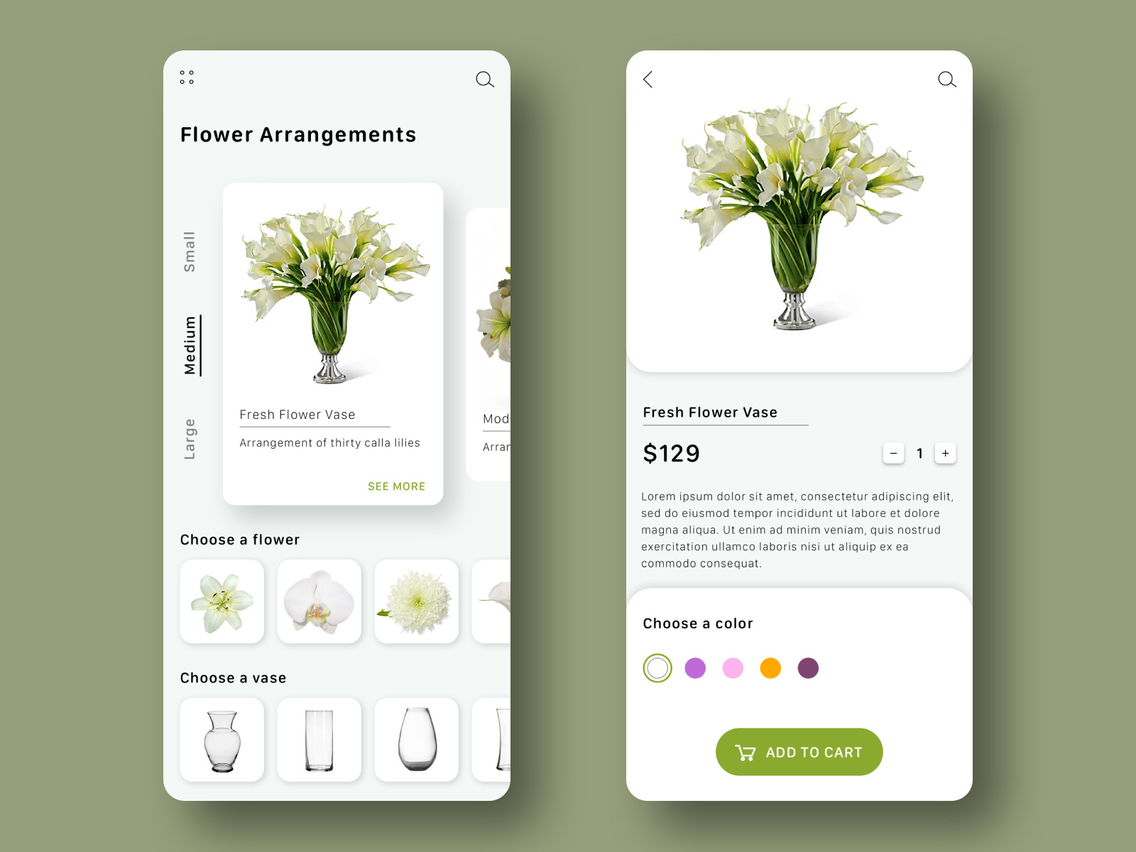 Customize Product Flower Shop App by Olivia Bailey on Dribbble