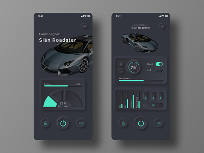 Neumorphism Car Interface app design car app car interface dark mode interaction design product design ui ux