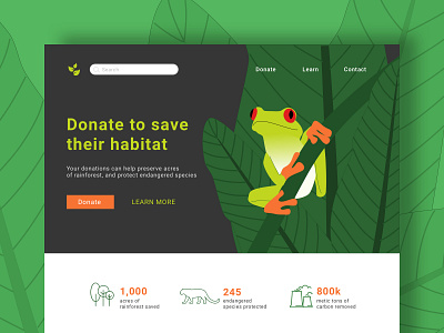 Crowdfunding Website charity crowdfunding design frog fundraiser interaction design nonprofit product design rainforest ui ux web design