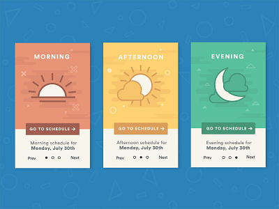 TransitionToolkit Screens afternoon app evening icon illustration mobile morning schedule screen