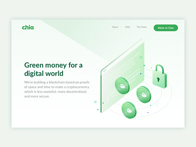 Chia Network bitcoin chia crypto cryptocurrency illustration landing page website