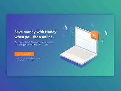 Landing Page Concept computer honey illustration landing page savings ui website