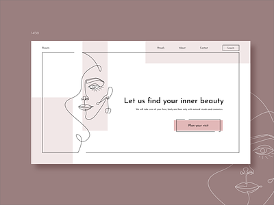 Challenge 14/30 beauty beauty salon booking challenge concept daily challange dusty pink face layout line drawing ui ui design vector