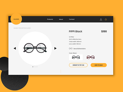 Challenge 25/30 black and yellow challenge concept daily challange ecommerce glasses product page shop ui ui design yellow