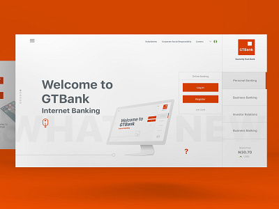 Bank's Website Home Page 3d africa bank bank app design finance illustration interaction login logo minimal mobile money orange scroll typogaphy ui ux web website