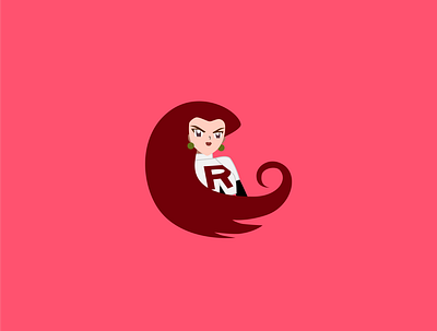 Jessie's Hair anime art cartoon character design icon icon design icon set illustration illustrator instagram logo logo design pink pokemon red team rocket