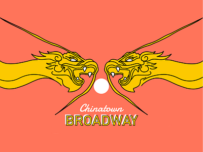Twin Dragons art asian chinatown chinese design dragon illustration illustrator instagram pink procreate typography yellow