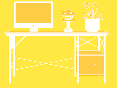 Ideal Desk art branding computer design desk graphic illustration illustrator lamp procreate vector web work workspace yellow