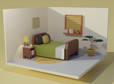 Lowpoly bedroom b3d bedroom blender blender3d illustration low poly render