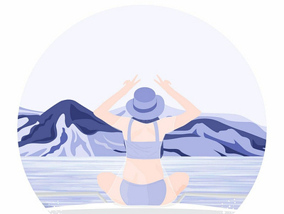 Girl at the beach design graphic design illustration vector vectorart