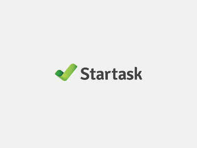Startask logotype blue check colors green logo logotype orange star startask task