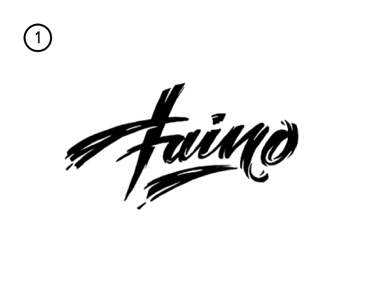 Faino Interactive logotype evolution bw clean faino identity lettering logo logotype