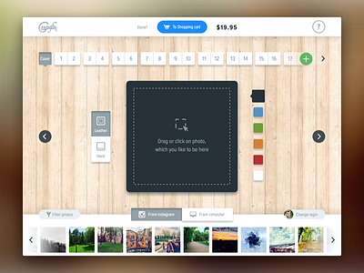 Photobook Editor app dashboard editor flat gramofon instagram minimalism service texture tools web wood
