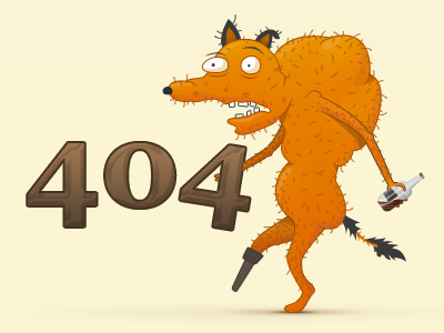 Drunk fox 404 error fox orange uxfox