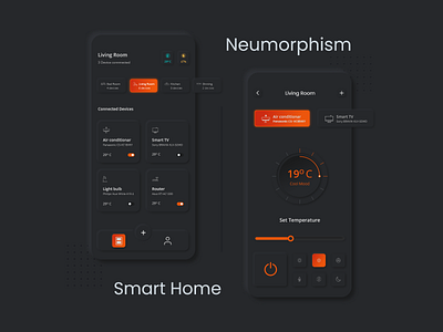 Drak Mode Smart Home mobile App app branding creative design mobile app neumorphism neumorphism ui smart smart home app smarthome ui uidesign uiux ux uxdesign