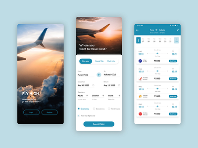 Flight Trip app colorful figma mockup theme ui ux