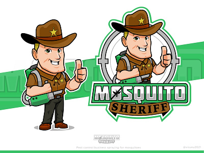 Mosquito Sheriff Mascot cartoon control exterminator fun logo illustration logo logo design logodesign mascot mascot character mascot design mascot logo mosquito control pest control pet control termite