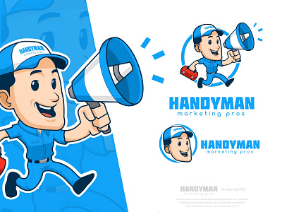 Handyman Marketing Mascot cartoon cartoon logo design fun logo handyman handyman service logo marketing marketing logo marketing mascot mascot mascot character mascot design mascot logo social media vector