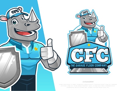 Rhino Mascot and logo animal mascot cartoon cartoon logo fun logo garage coating garage floor garage service logo logo design mascot mascot character mascot design mascot logo rhino rhino mascot visunu visunumascot