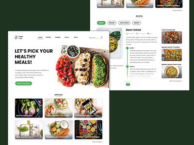 Healthy Vegan Meals clean design clean ui design food green landing page meal minimalist order food user interface web design website white