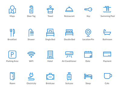 Hotel Booking App Icon Set