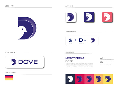 D Latter mark logo app branding design dove logo icon illustration landing page letter mark logo logo design logo mark logo new logos logotype symbol symbolicons type ux web