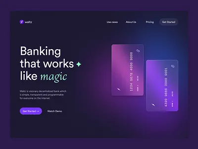 Web3 Financial - Landing Page UI bank blur branding dark dark mode finance future glass glassmorphism grain hero section landing page noise texture ui ux visual design web3 webdesign website design