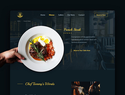Steak House restaurant website UI design dark ui minimal restaurant simple steak steakhouse ui user interface ux visual design web design website