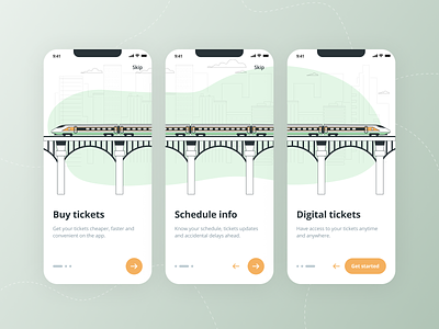 Train tickets - Onboarding app design design illustration minimal onboarding subtle train app train tickets ui uiux user interface ux visual design