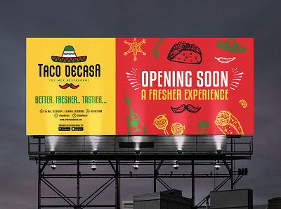 Taco Decasa OOH advertising billboard hoarding indoors opening soon outdoors