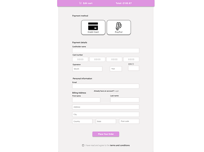 Credit Card Checkout Form dailyui 002 figma ui