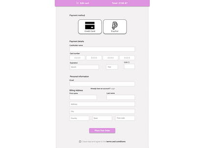 Credit Card Checkout Form