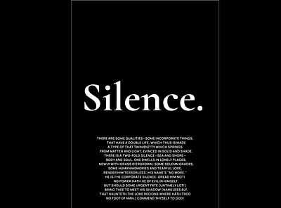 [Poster study] Edgar Allan Poe - Silence avantgarde blackandwhite dailyui darkmode design poetry posterdesign print serif typography