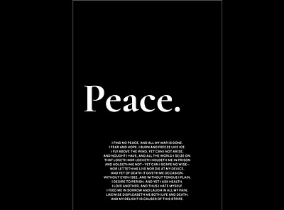 [Poster study] Sir Thomas Wyatt - I find no Peace avantgarde blackandwhite dailyui darkmode graphic design poerty poster posterdesign print serif typography