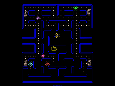 Pacovid arcade corona coronavirus design game games graphic graphic design home illustration illustrator maze pacman poster safe sanitize stay