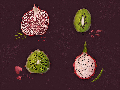 Fruit dragonfruit fruit garnet kiwi melon