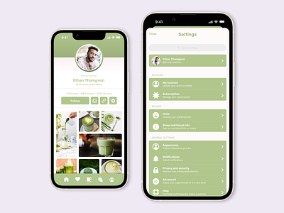 Settings | DailyUI app dailyui design graphic design green ios matcha settings ui