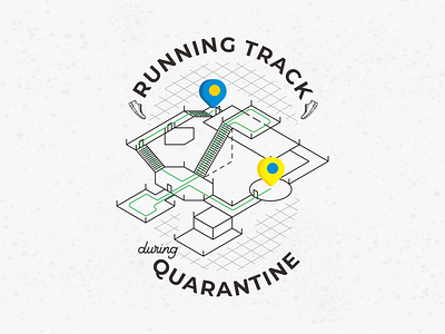 Running Track during Quarantine apps corona covid19 drawing exercise graphic healthy home house illustration illustration art isometric line pandemic quarantine run running sport track tracking