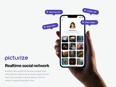 Picturize - realtime social network app mobile mobile app mobile app design mobile design photo app social social network ui ux design