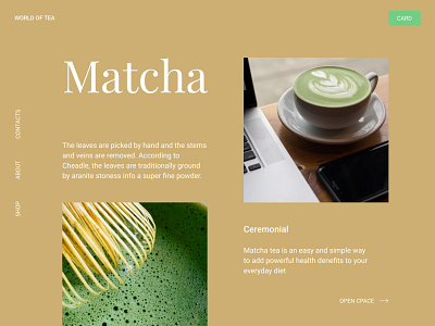 Matcha tea the main screen