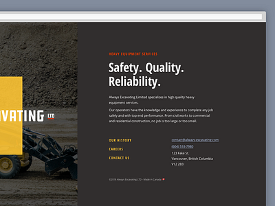 Always Excavating Web 2column brand website