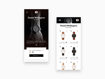 daniel wellington App branding design flat graphic design illustration illustrator minimal ui ux web website