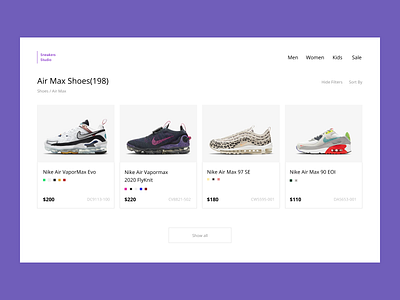 Sneakers Studio webpage